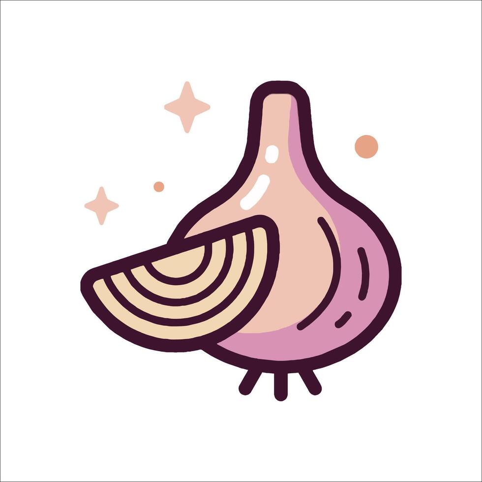 An onion with a slice of onion on it vector