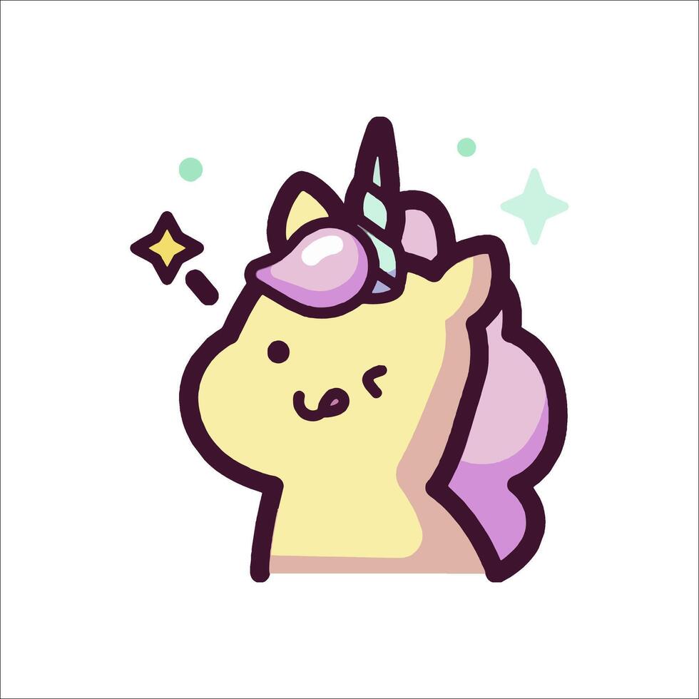 A cartoon unicorn with a purple mane and a pink mane vector