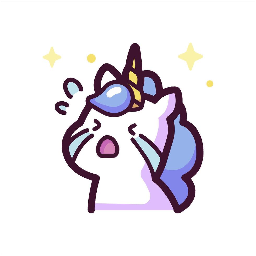 A cartoon unicorn with a blue and purple mane vector