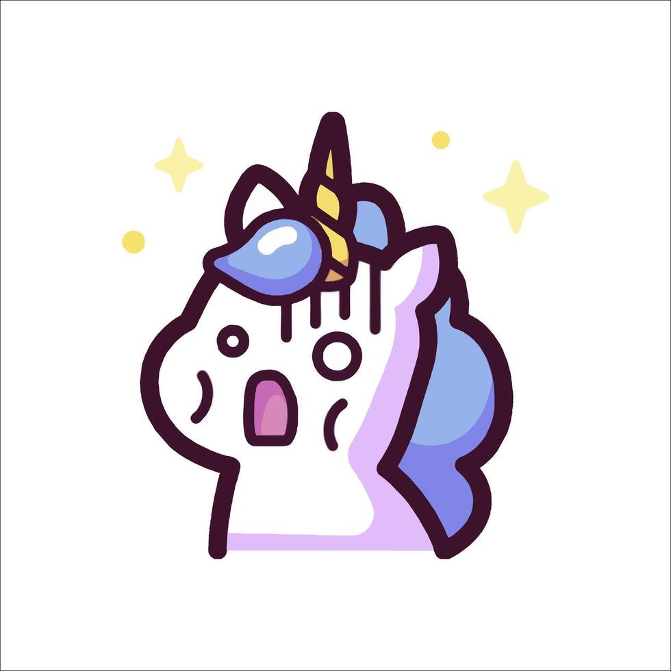 A cartoon unicorn with a blue and purple mane vector