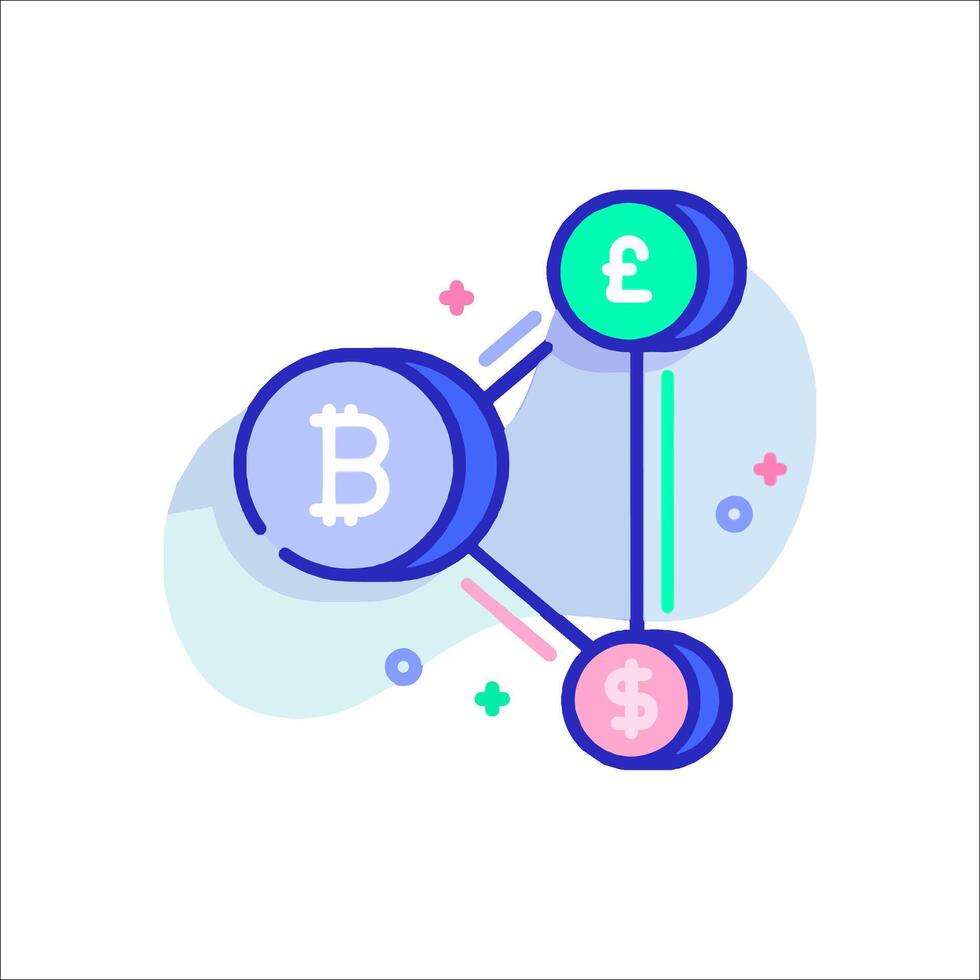Bitcoin and dollar icons in a flat style vector