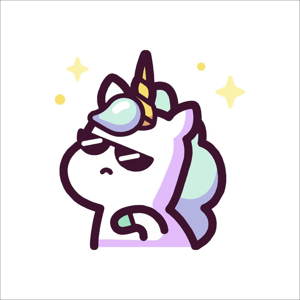 A cartoon unicorn with a sad face vector
