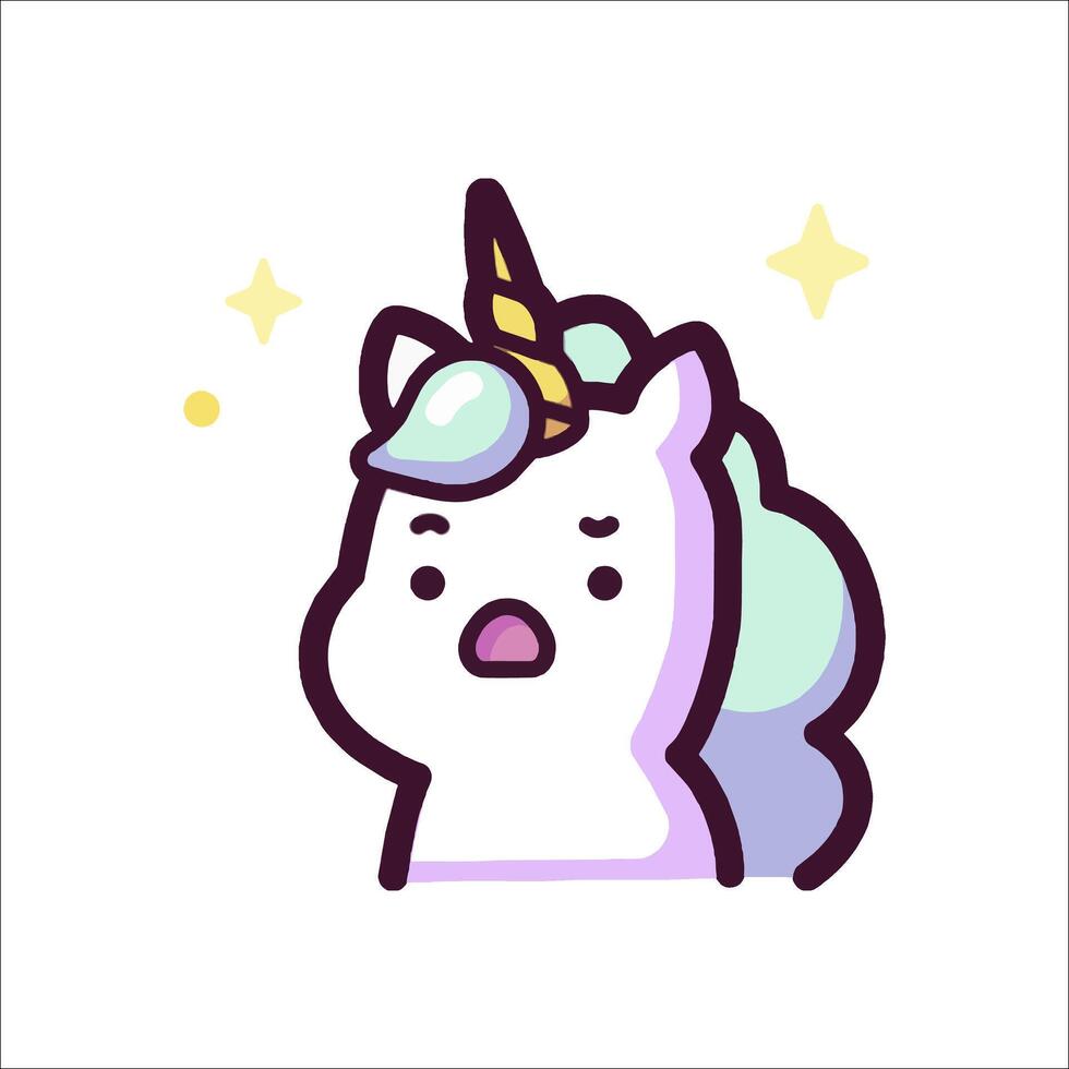 A cartoon unicorn with a blue and white mane vector