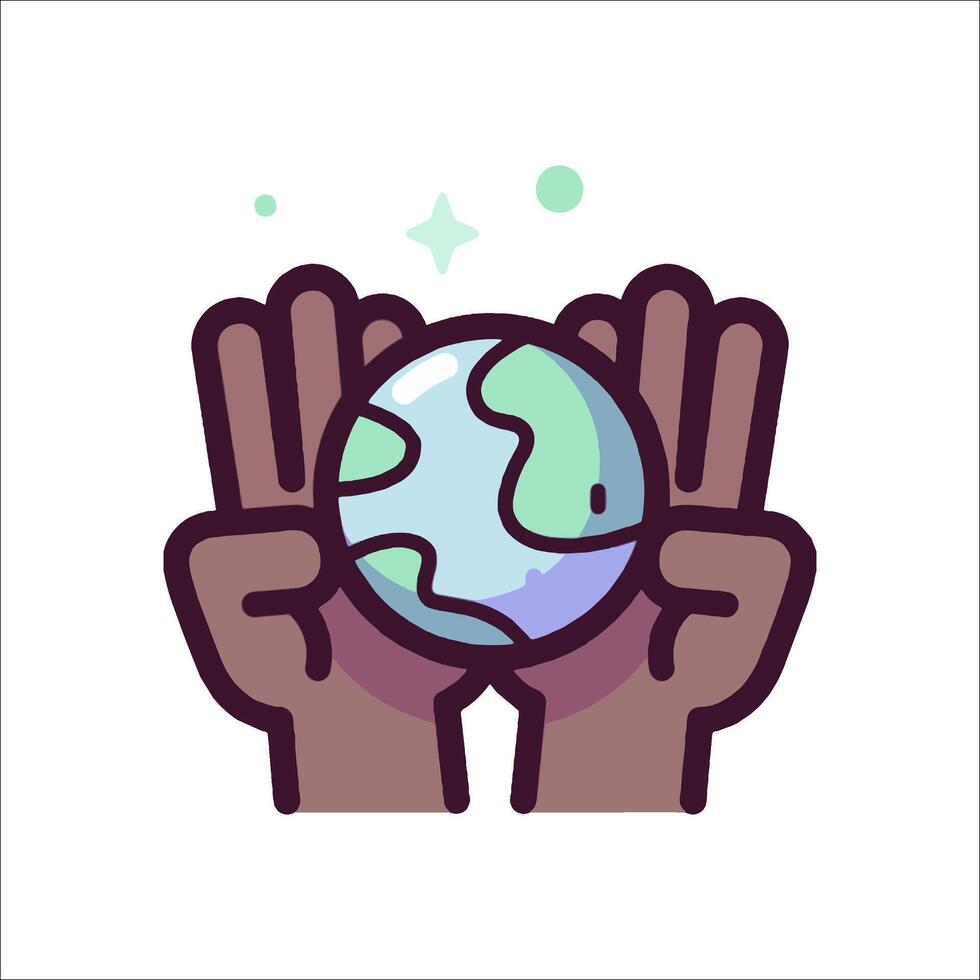 Hands holding up a globe with stars on it vector
