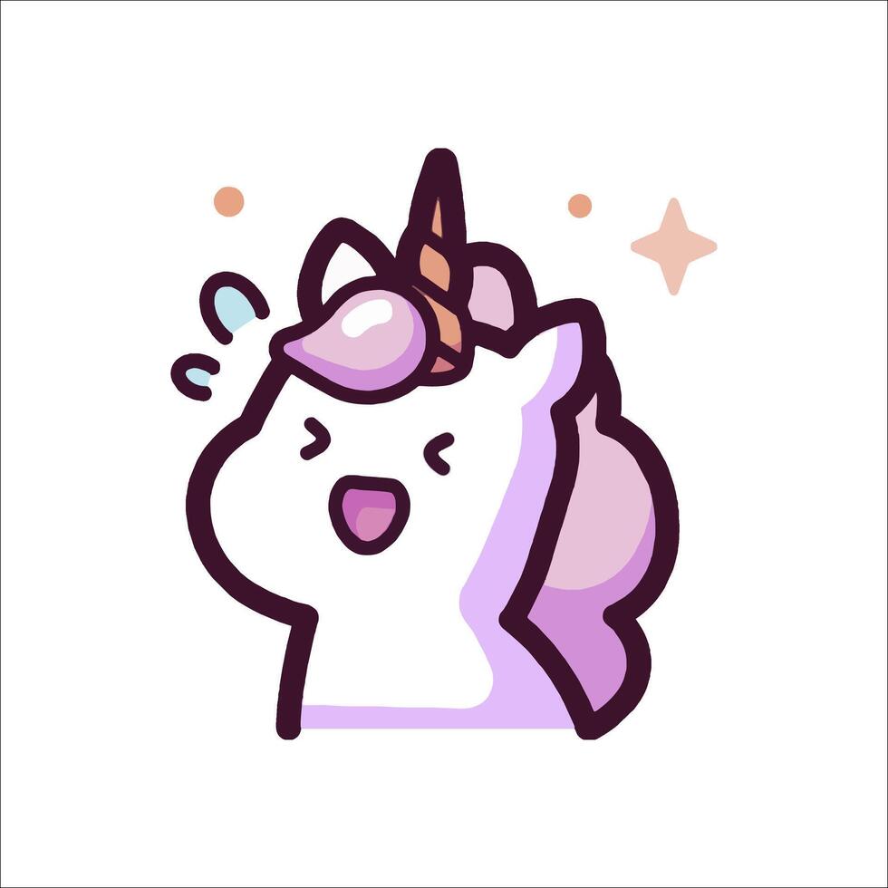 A cartoon unicorn with a purple mane and a pink horn vector