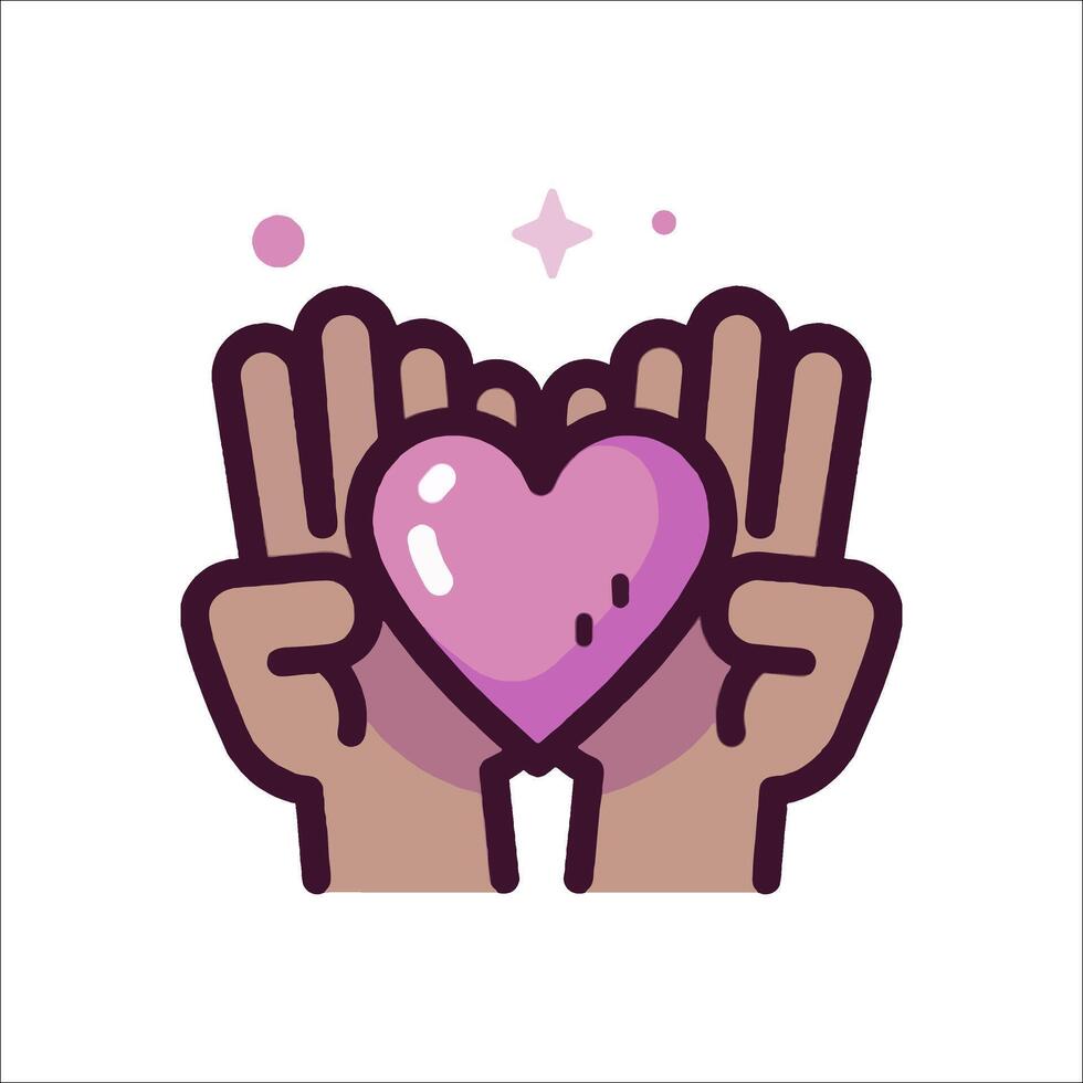 Hands holding a heart icon vector