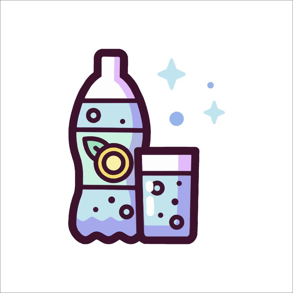 A bottle of water and a glass of water vector