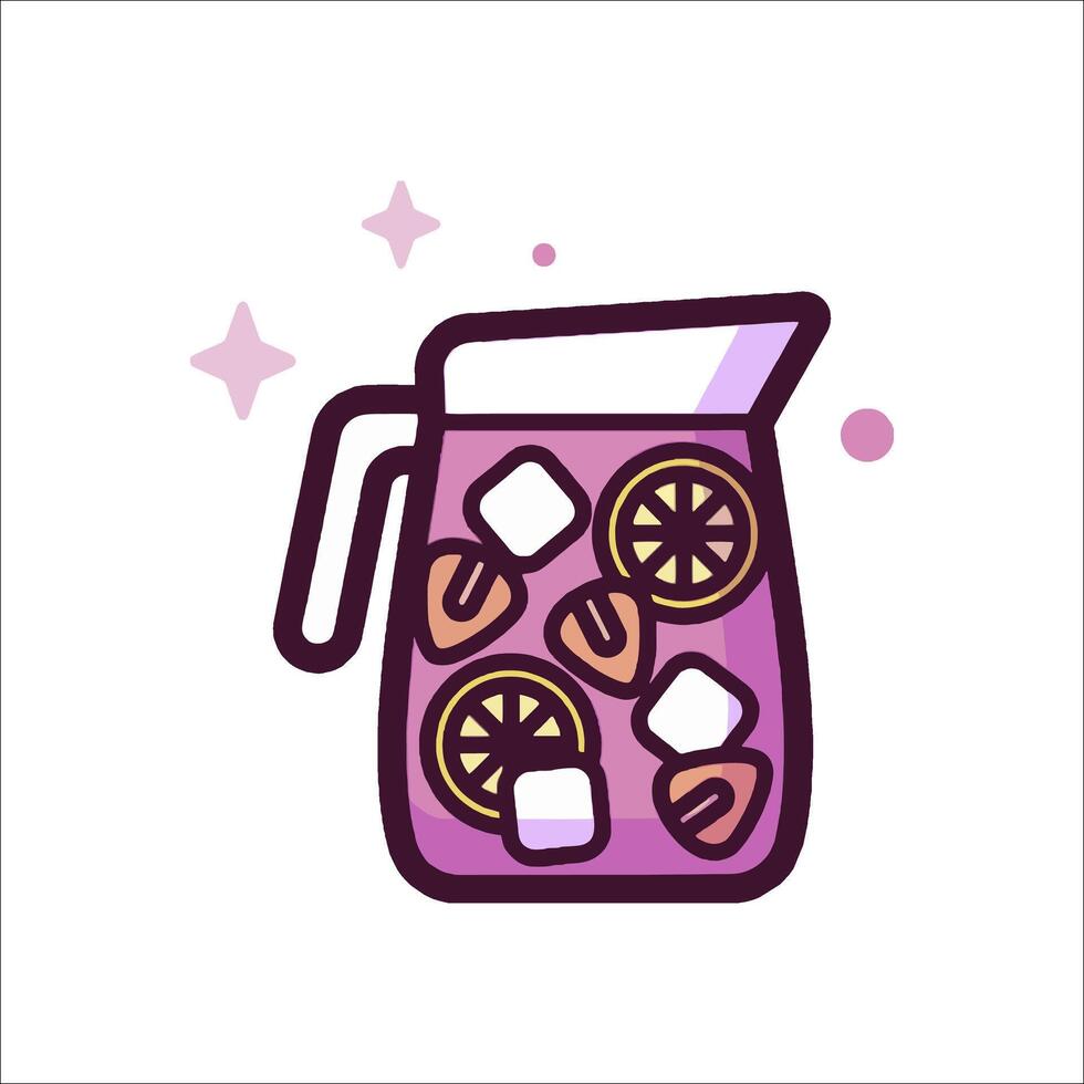 A pitcher of lemonade with slices of lemon and marshmallows vector
