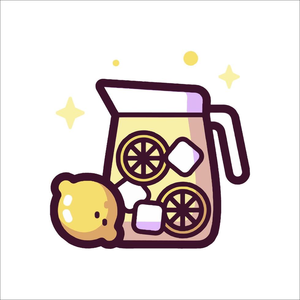 A lemonade pitcher with lemon slices and marshmallows vector