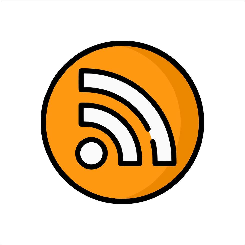 A rss icon in a circle on a white background vector