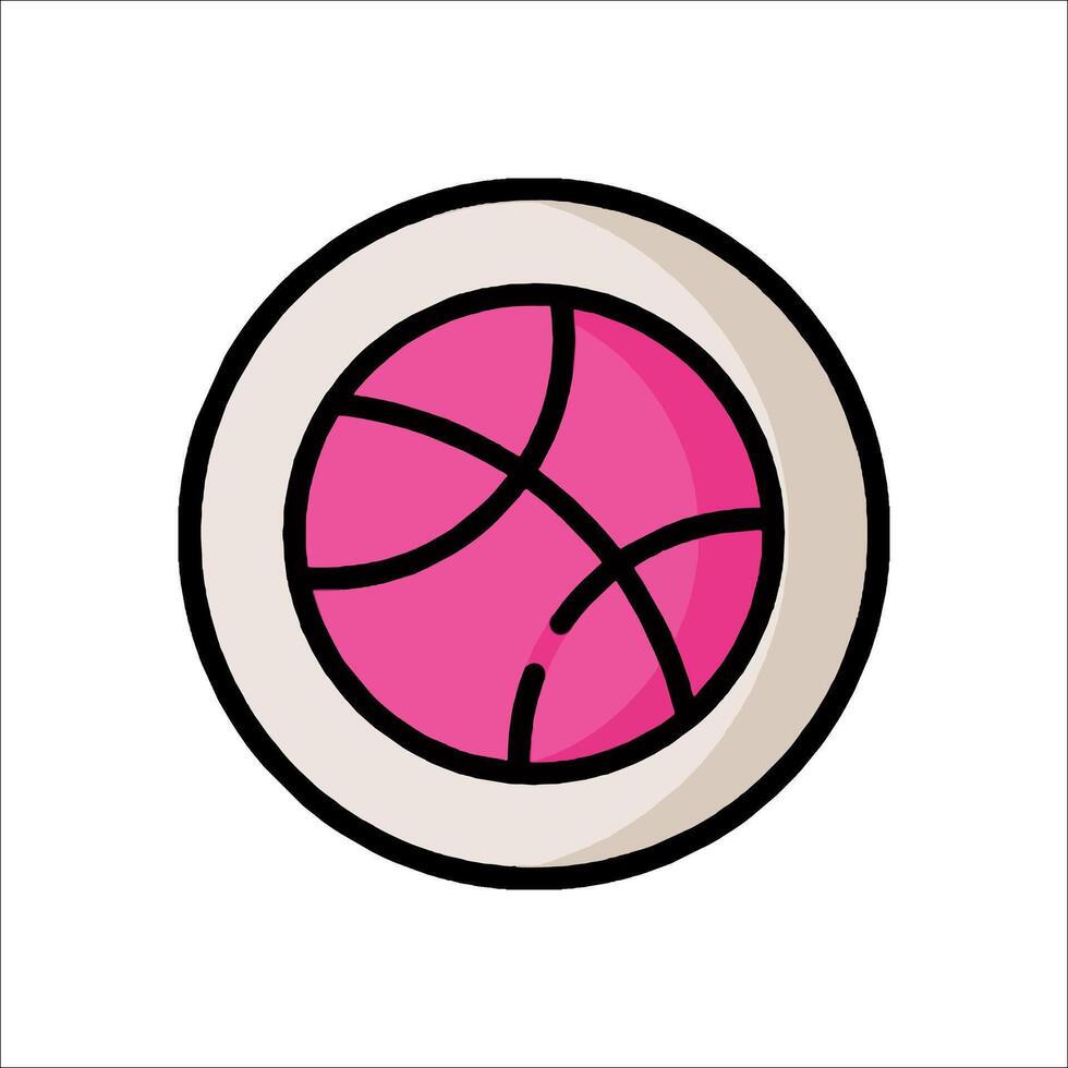 A pink ball in a round bowl with a white background vector