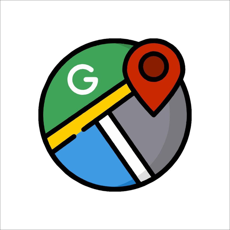 Google maps icon with a pin on it vector