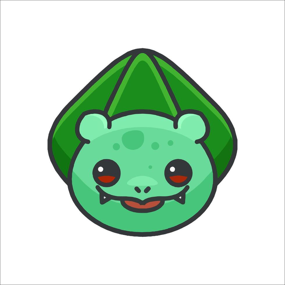 A green frog with a green hat on it vector