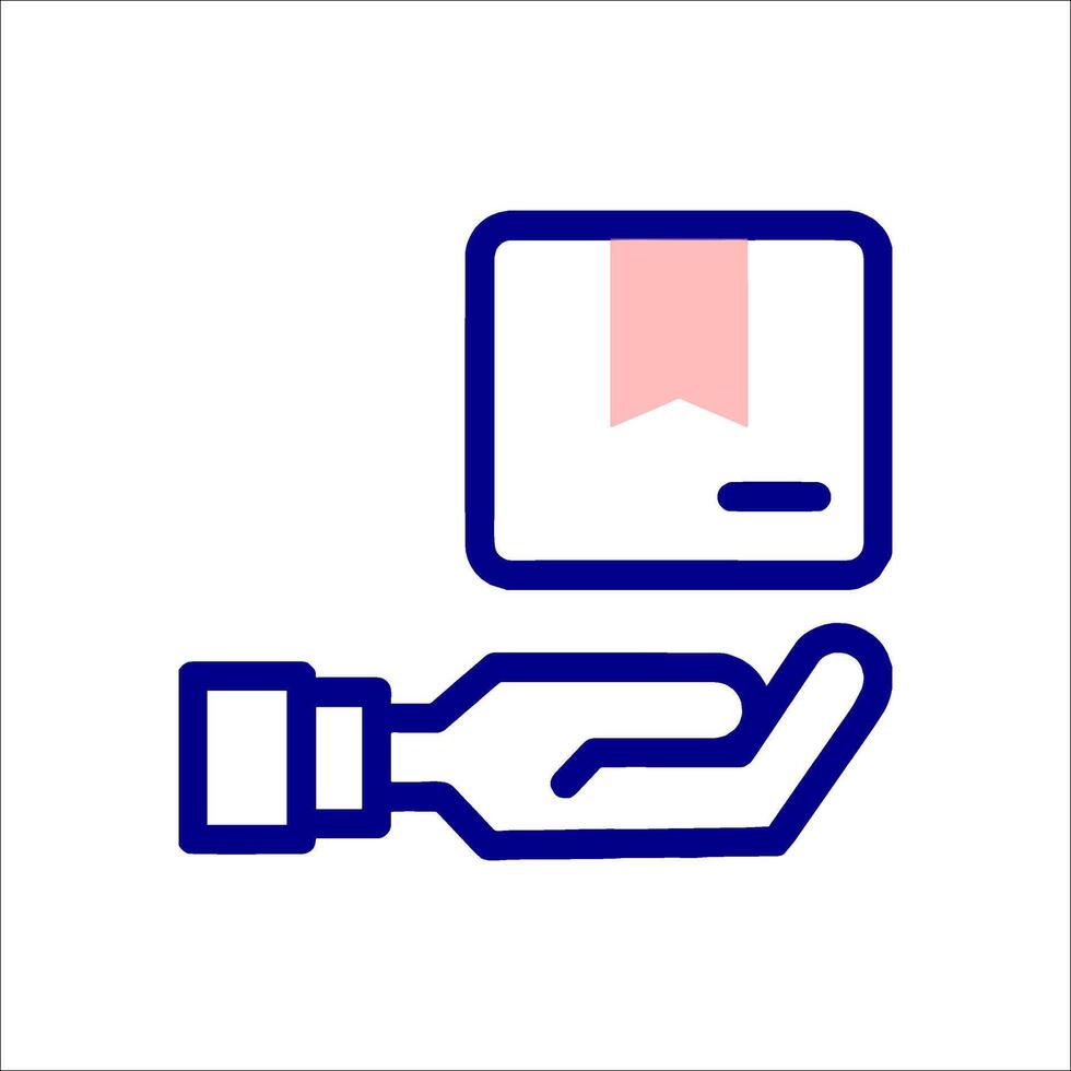 A hand holding a box with a pink ribbon vector