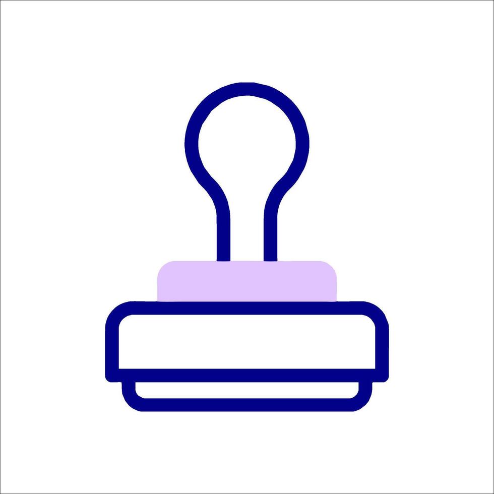 A purple stamp with a light bulb on top vector