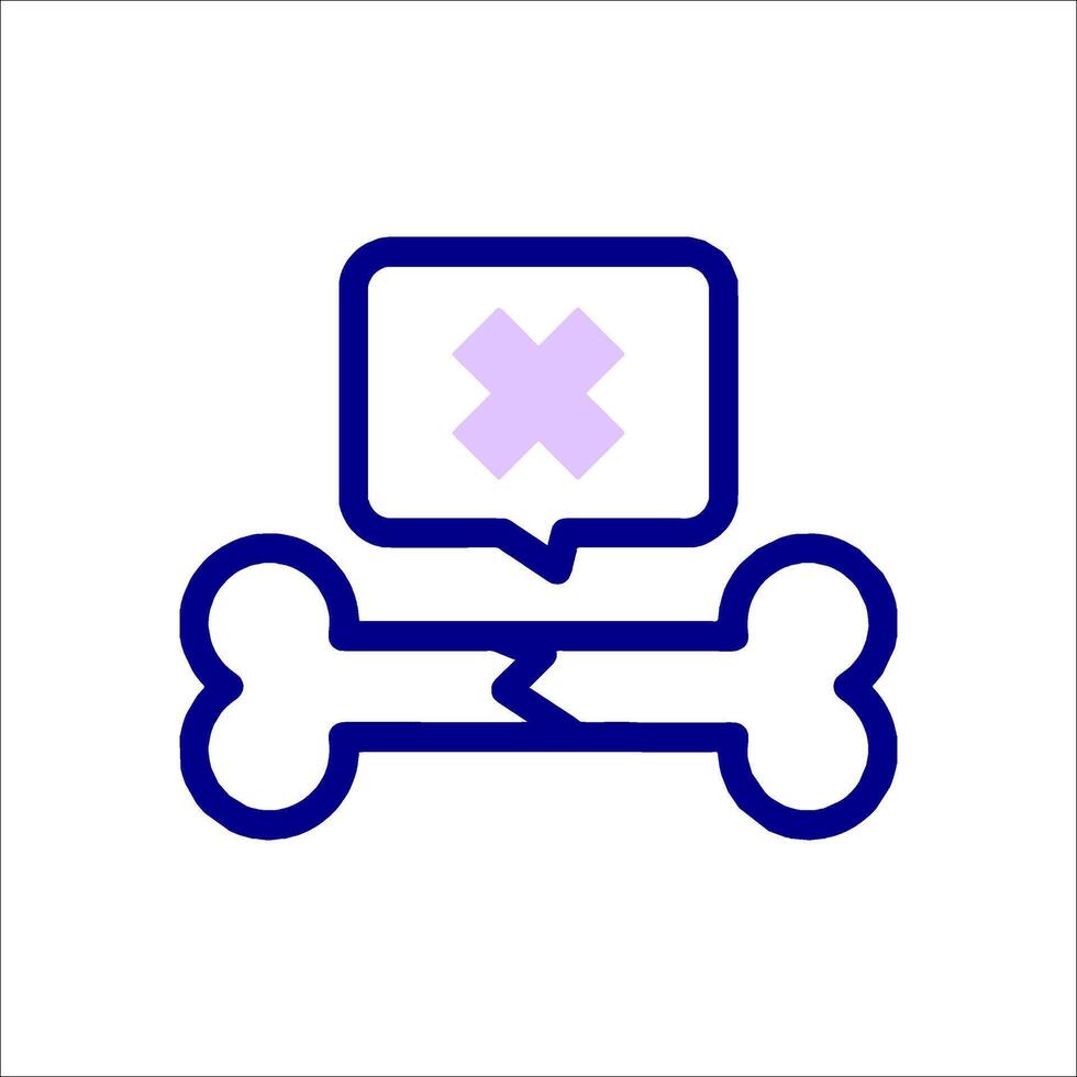 A dog bone with a speech bubble and an x vector