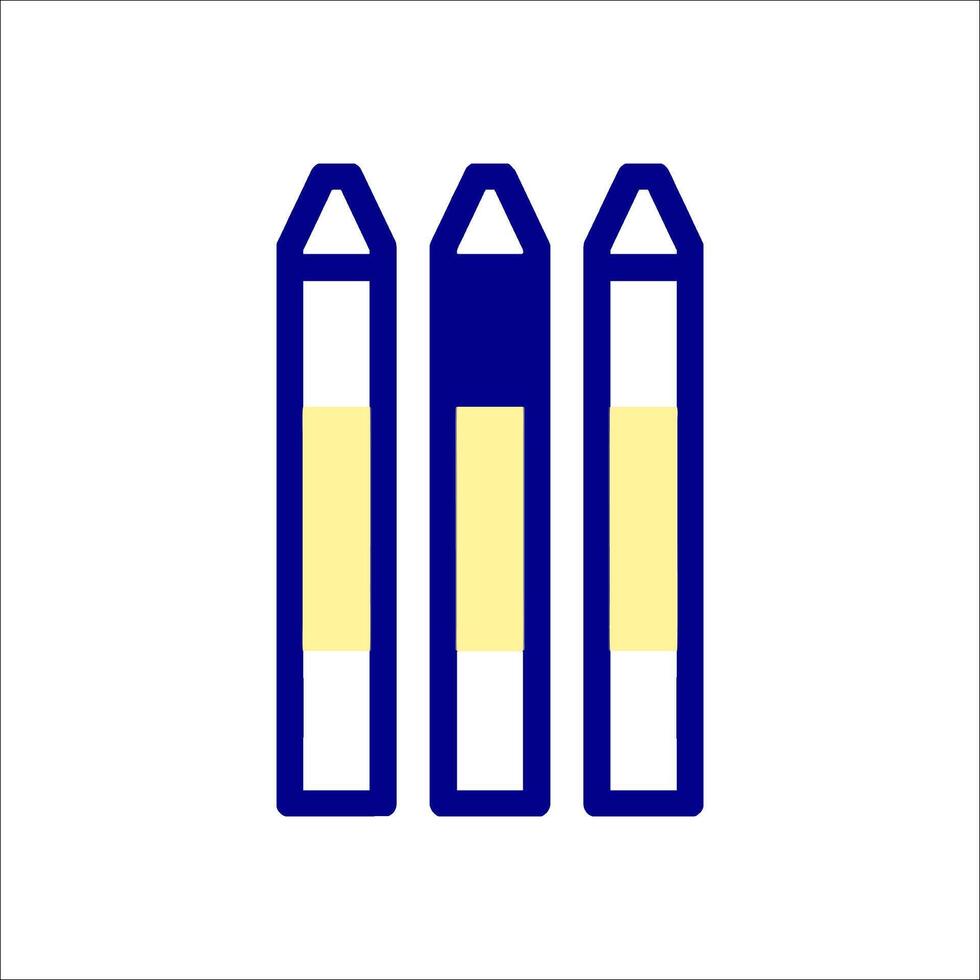 Three pencils with yellow and blue lines on a white background vector