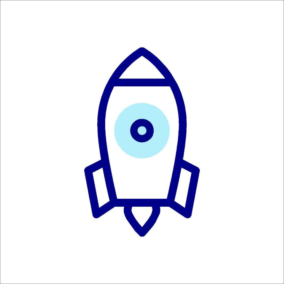 A rocket ship icon with a blue eye vector