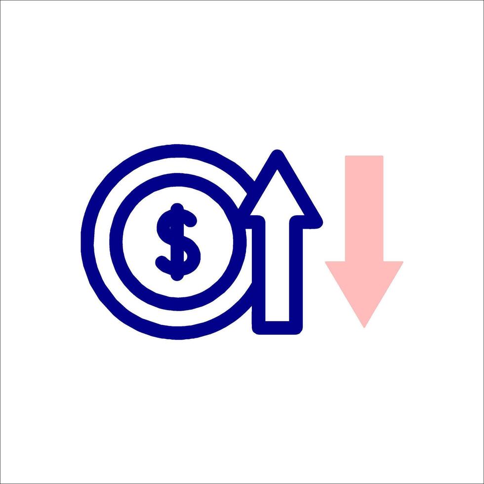 A dollar sign and an arrow pointing up vector