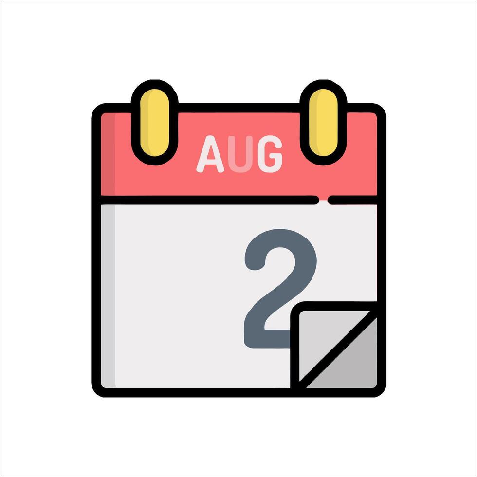 A calendar with the date august 2 on it vector