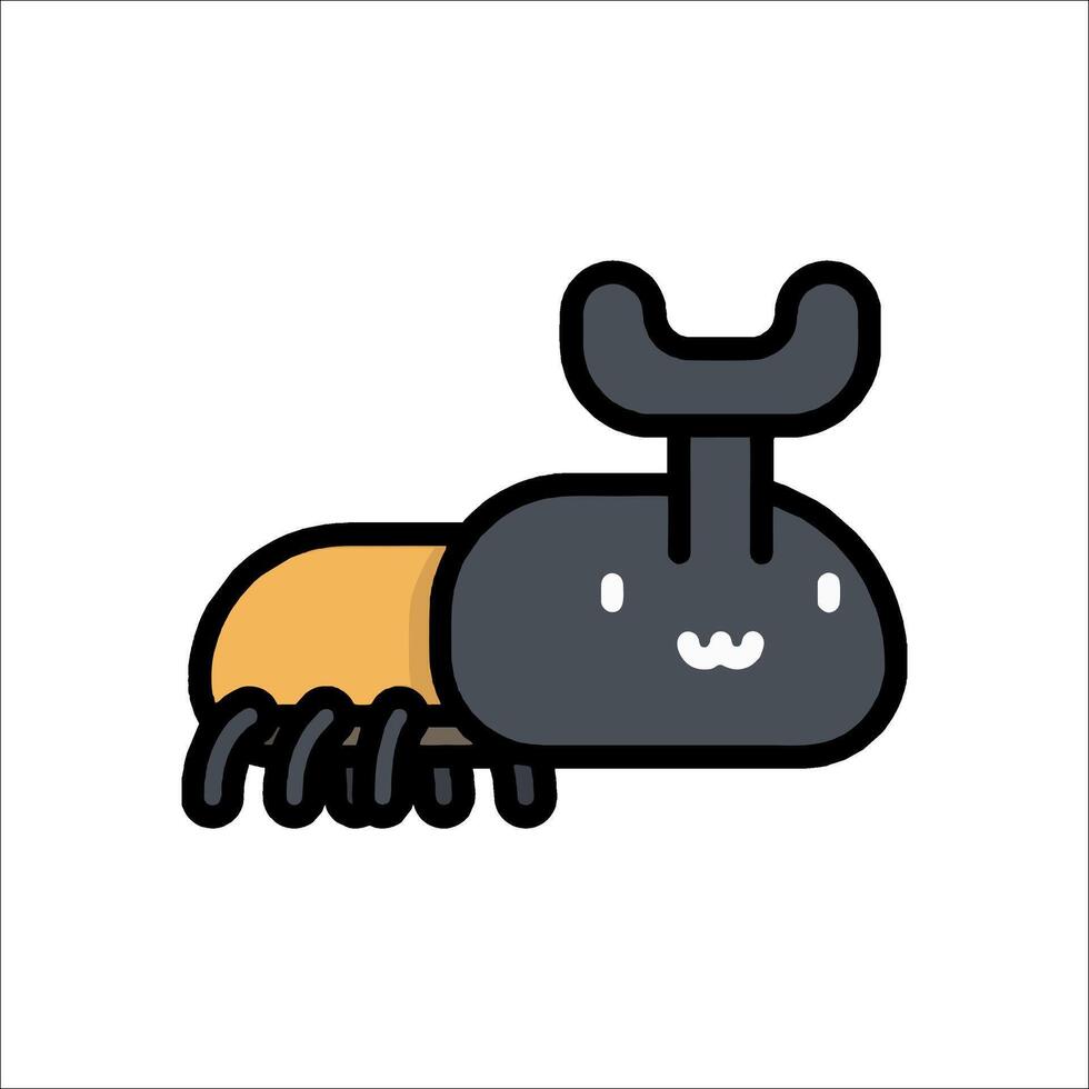 A cartoon bug with a black and orange face vector
