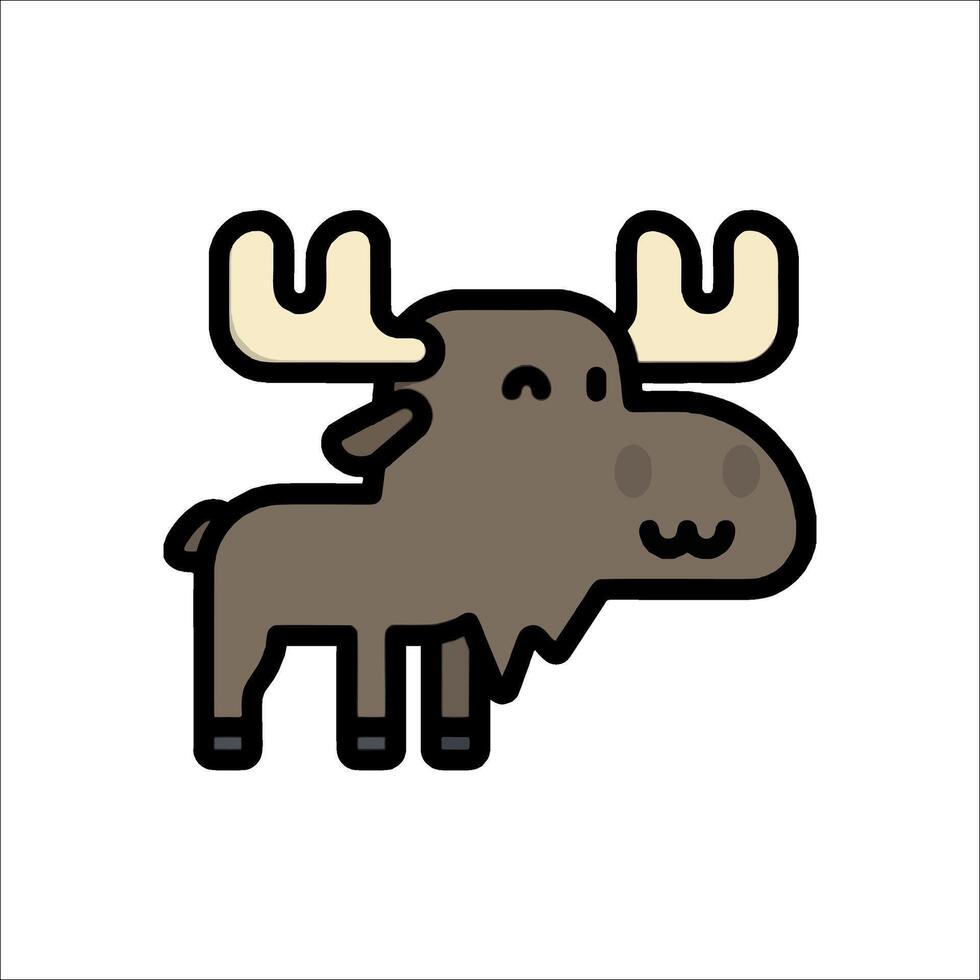 A cartoon moose with horns on its head vector
