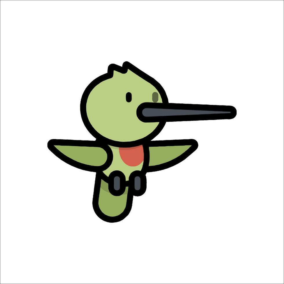 A cartoon bird with a long beak and a long tail vector