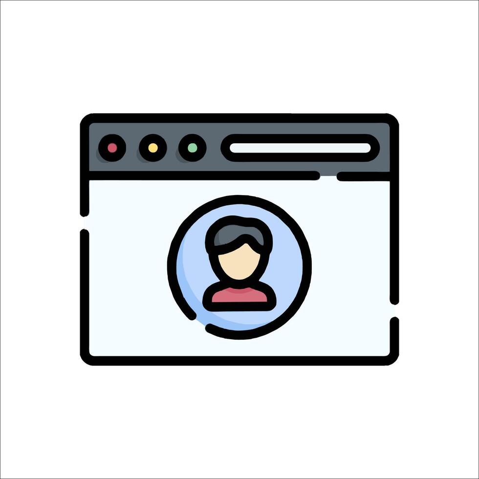 A person is looking at a computer screen with a person icon vector