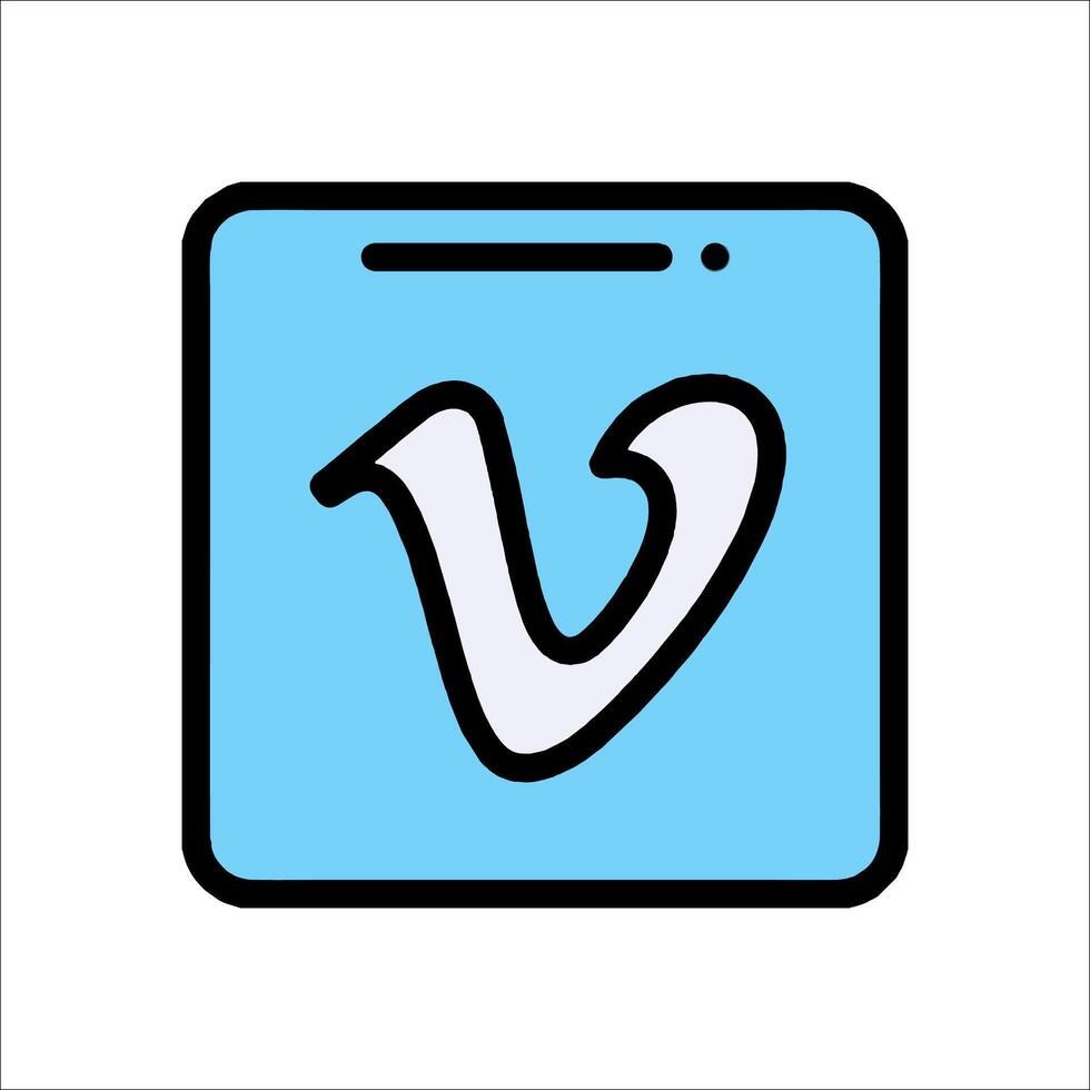 The v logo in a blue square vector
