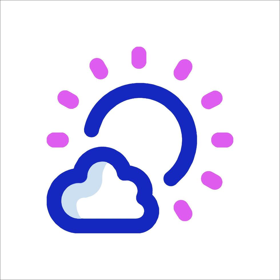 A blue and purple sun and cloud icon vector