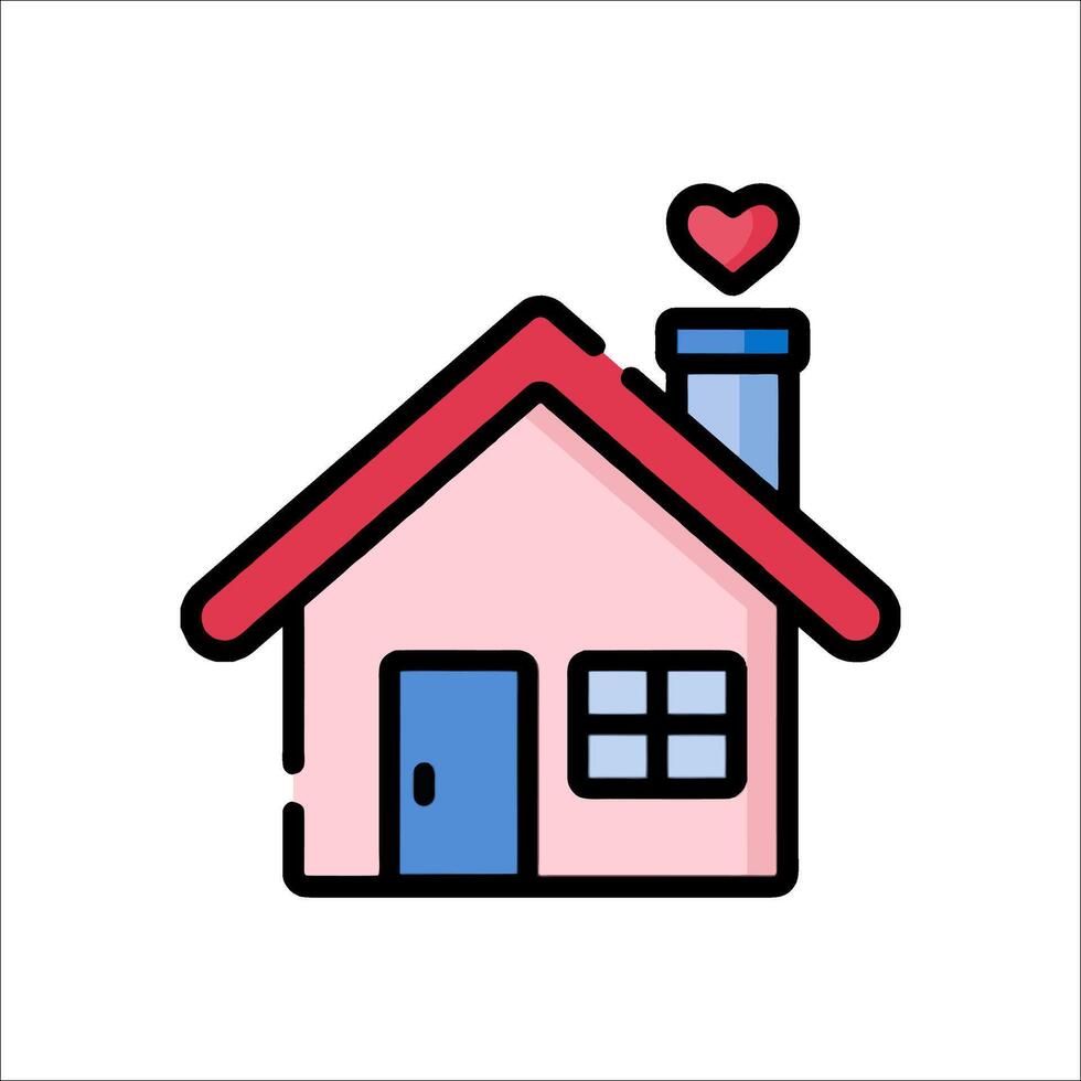A house with a heart on top and a chimney vector
