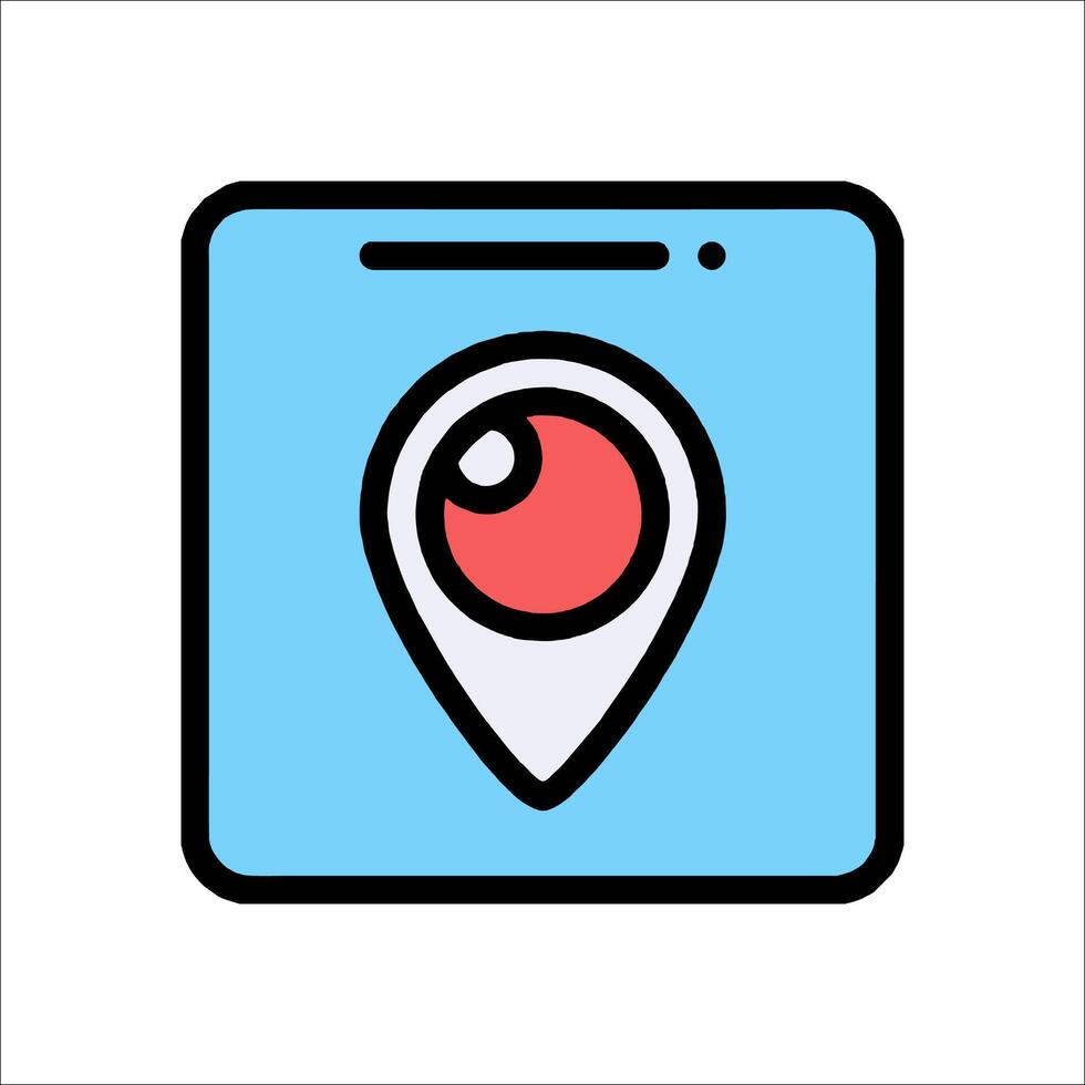 A map pin with a red eye on it vector