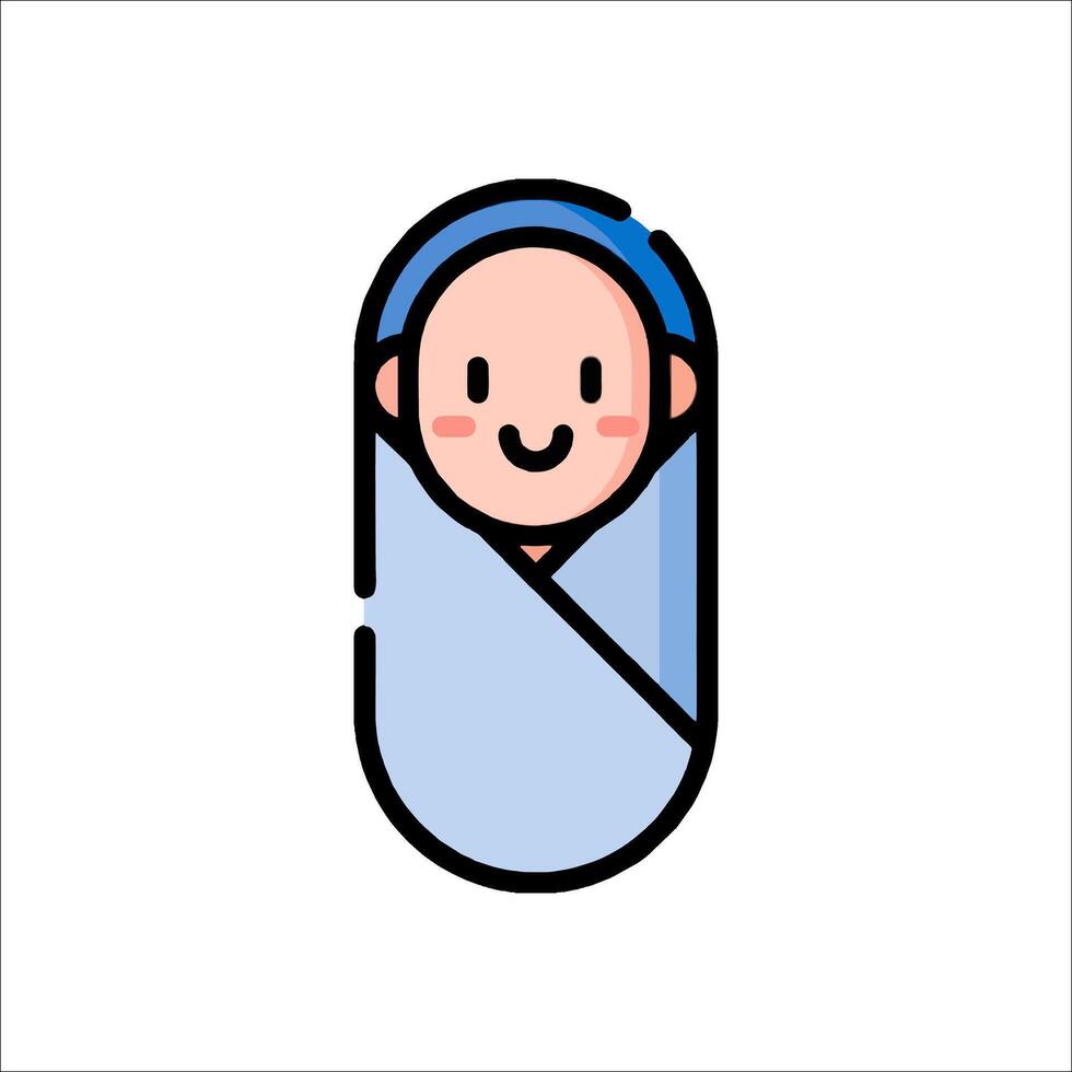 Baby boy wrapped in blanket icon vector