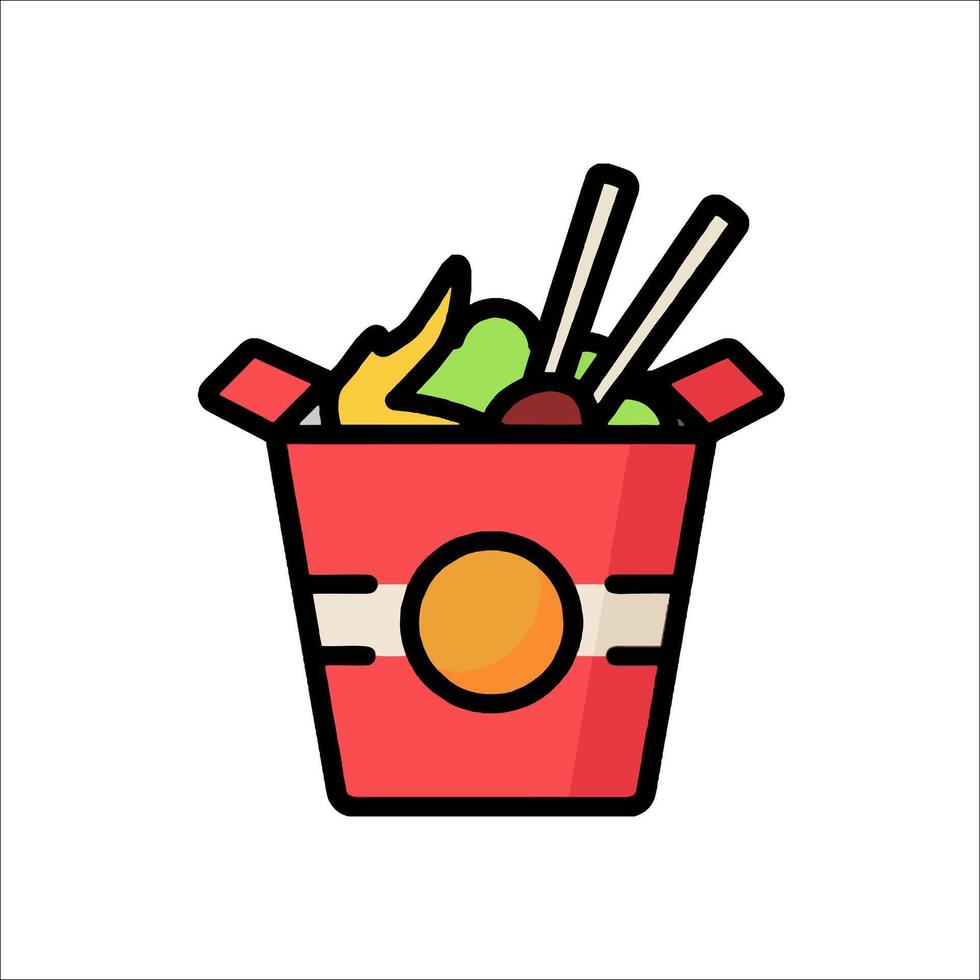 Chinese food in a box icon illustration vector