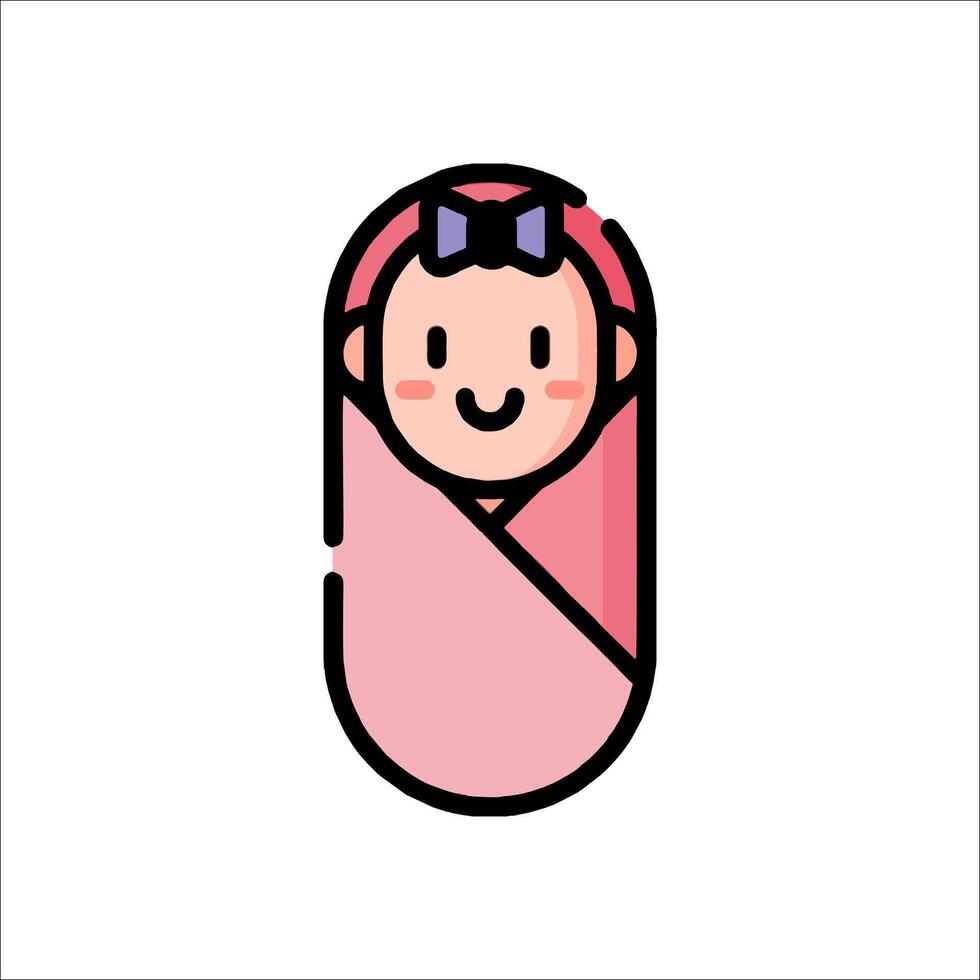 A baby wrapped in a pink blanket vector