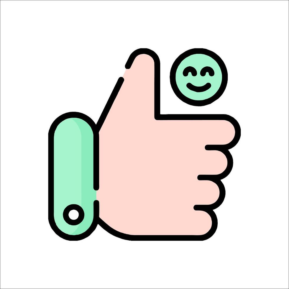 A thumbs up icon with a smiley face vector