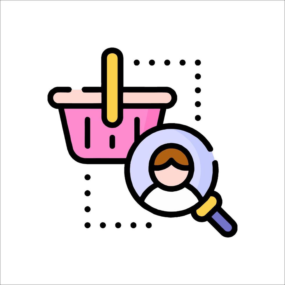 Shopping basket icon with magnifying glass illustration vector