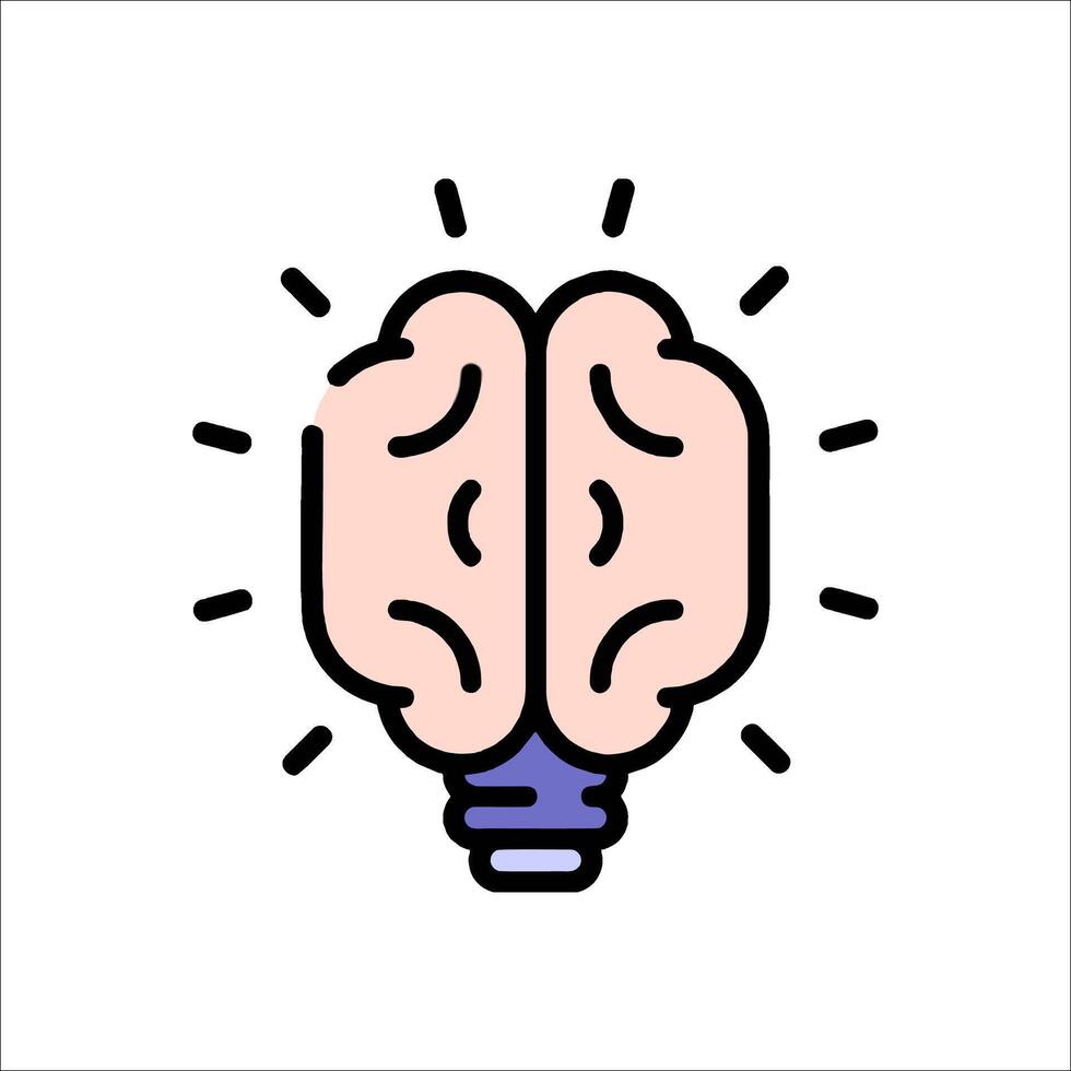 A light bulb with a brain inside it vector