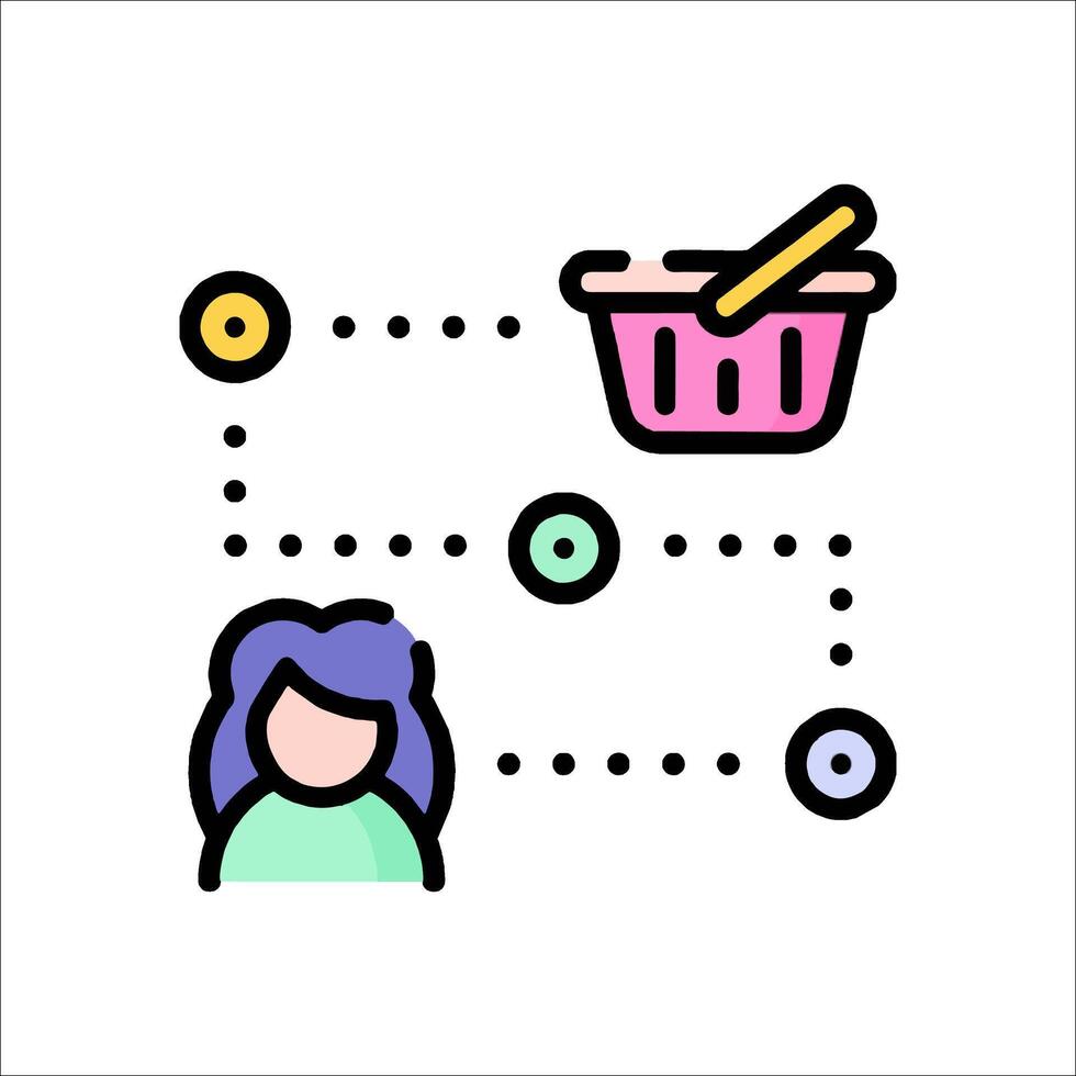A woman is holding a basket and a shopping bag vector