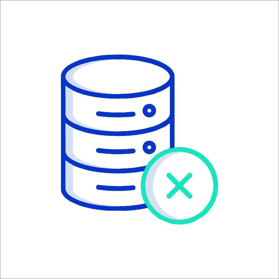 A stack of data with a cross next to it vector