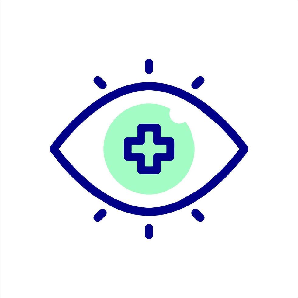 An eye with a cross on it, with a line drawing of it vector