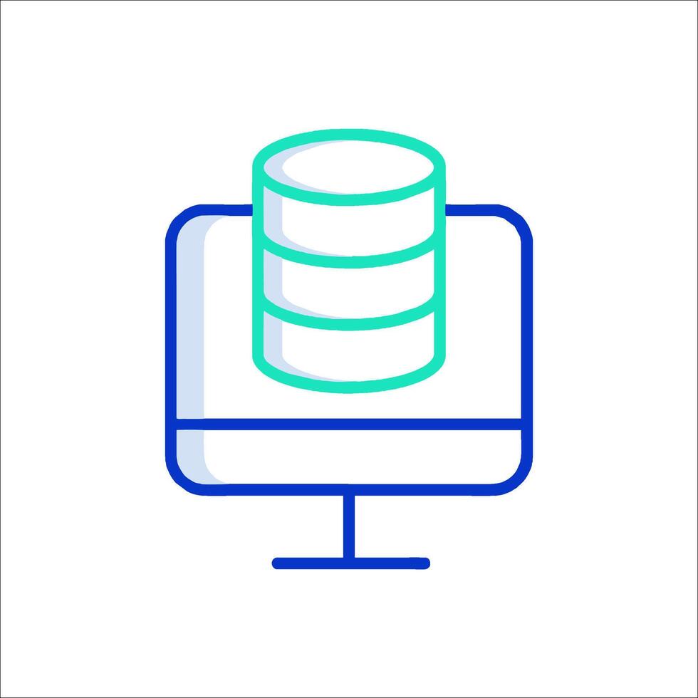 A computer with a stack of data on it vector