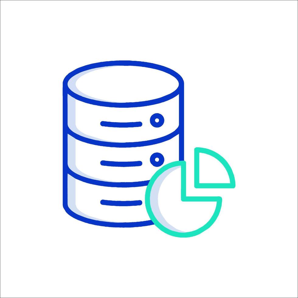 A blue and green icon of a data server vector