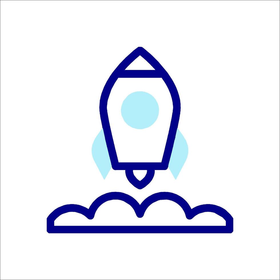 A blue rocket is flying through the clouds vector