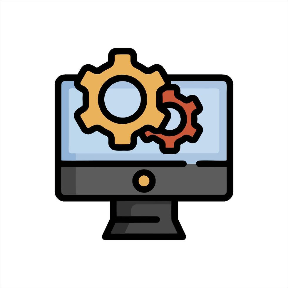 A computer monitor with gears on it vector