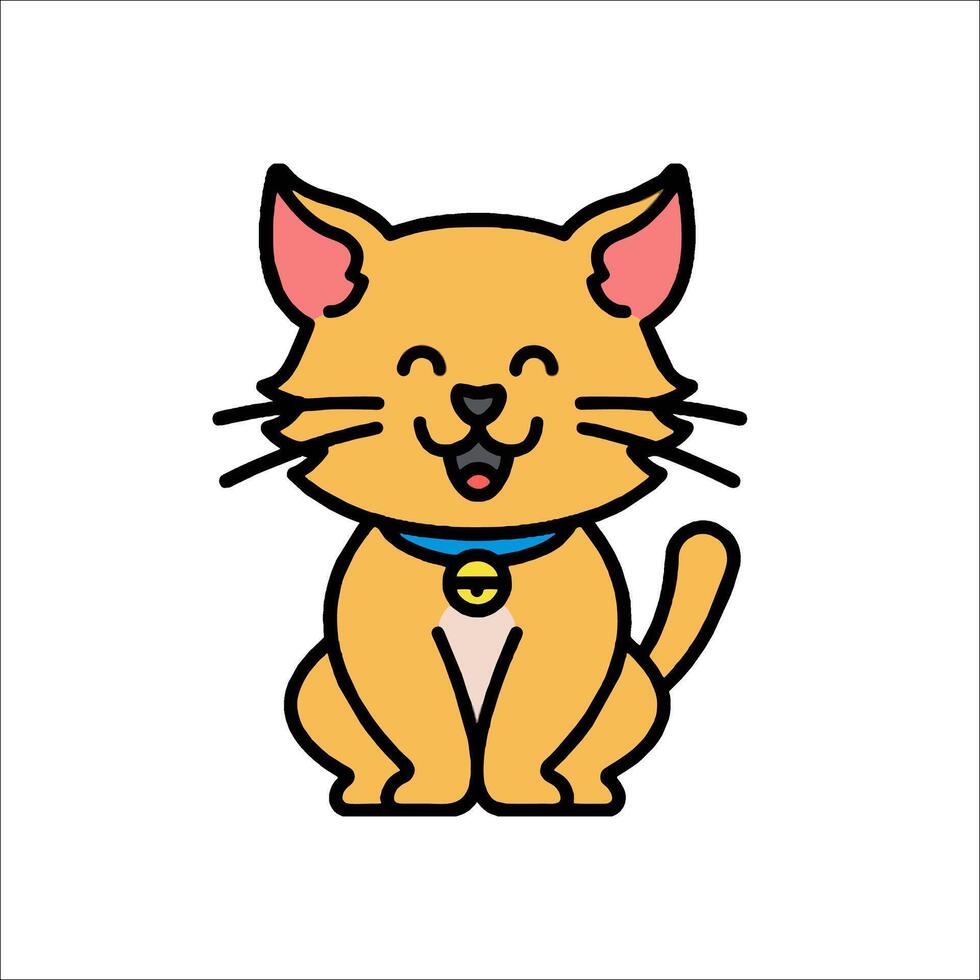 A cartoon cat with a blue collar and a smile vector