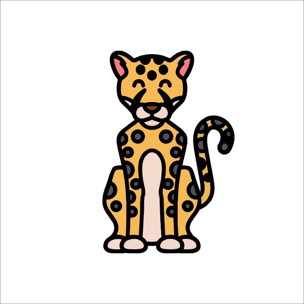 A cartoon leopard sitting down on a white background vector