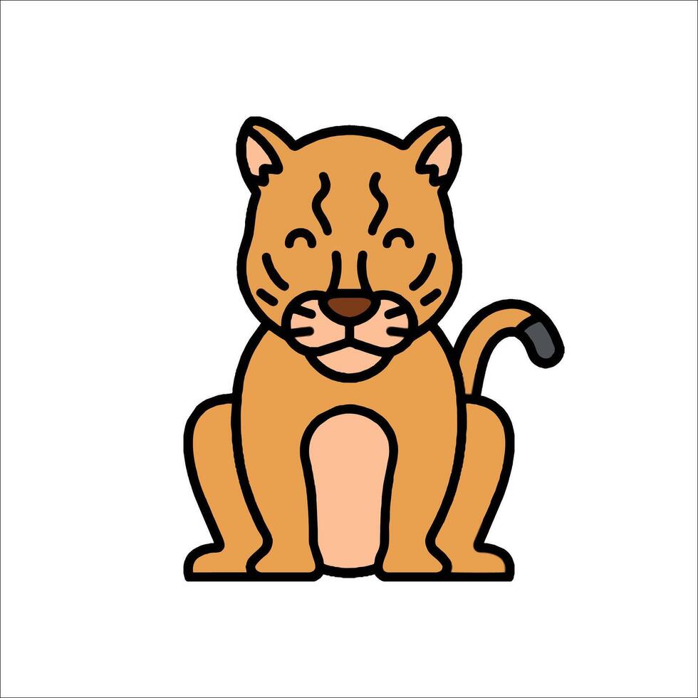 A cartoon tiger sitting down on the ground vector