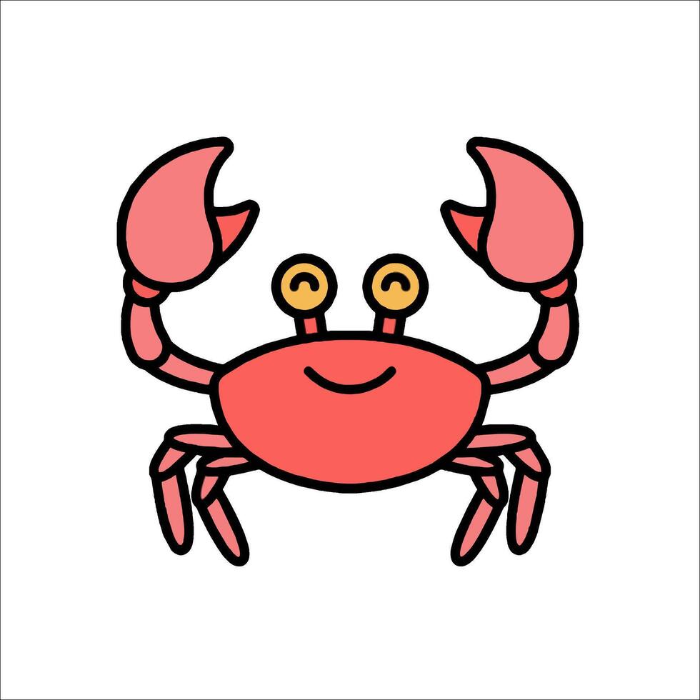 A cartoon crab with two eyes and a smile vector