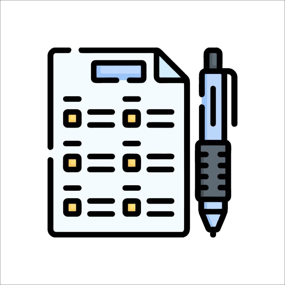 A pen and a checklist on a white background vector